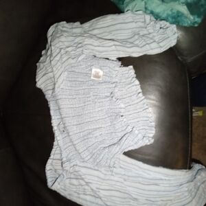 Striped Long Sleeve Cropped Blouse